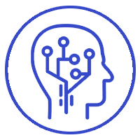 Sketch of a man’s head with circuit design inside - blue