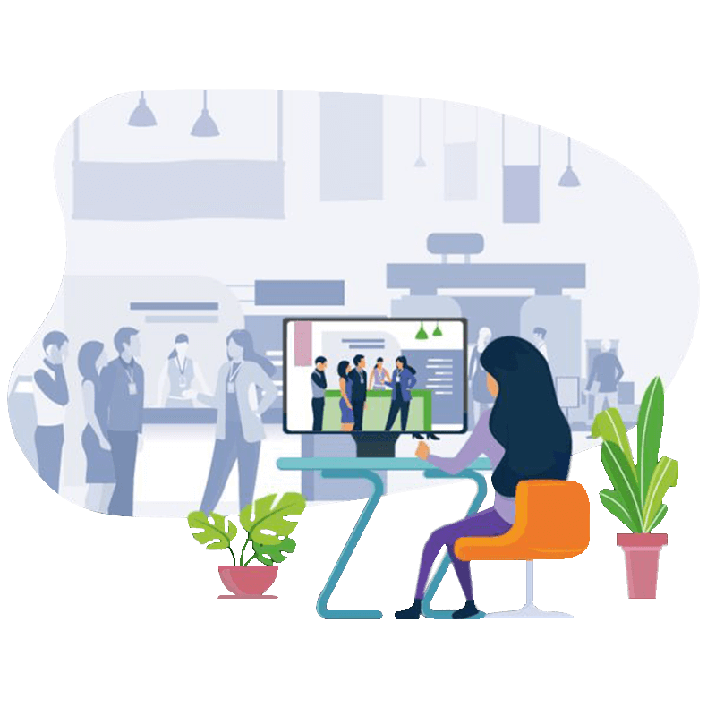 Woman watching a virtual event on her computer