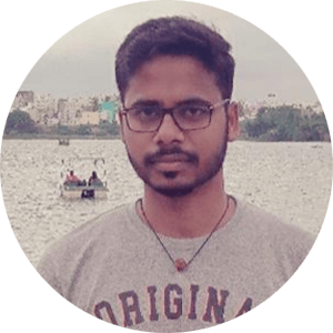 Young man with spectacles watching the live interactive online event